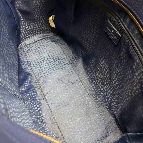 Kate Spade Chester Street Allyn Large Satchel Tote Navy Blue Pebbled Leather - Picture 9 of 14